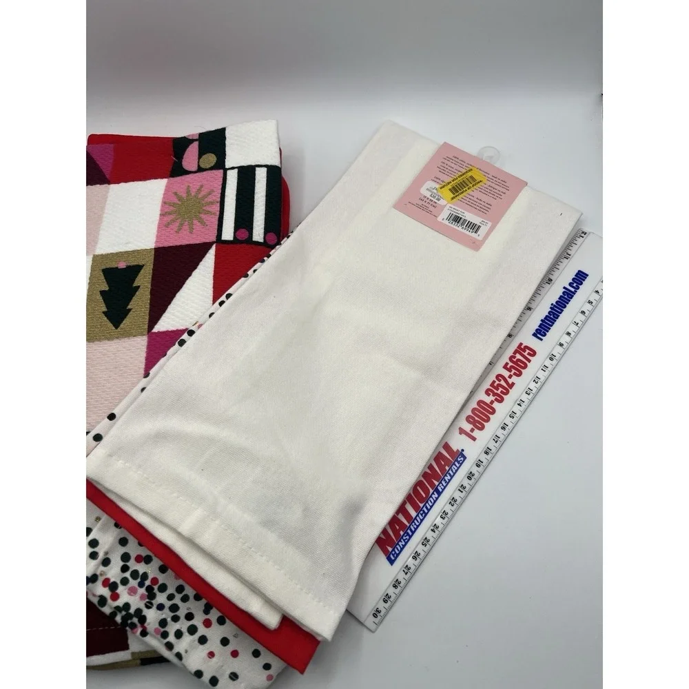 Lot Of 3 Kate Spade OH WHAT FUN 3 Piece Kitchen Towel Set‎ Holiday Christmas